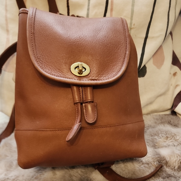 Coach Handbags - Vintage Coach Tan Leather Backpack #060-9960